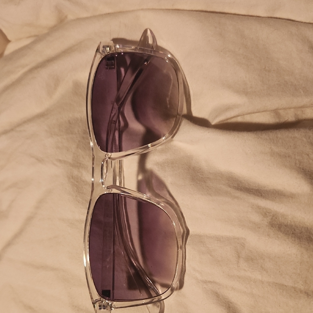 Clear Frame Sunglasses with Purple Lenses